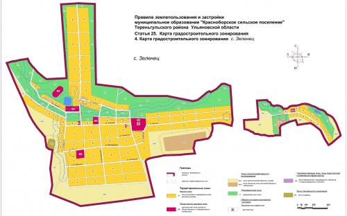 Карта градостроительного зонирования с.Зеленец